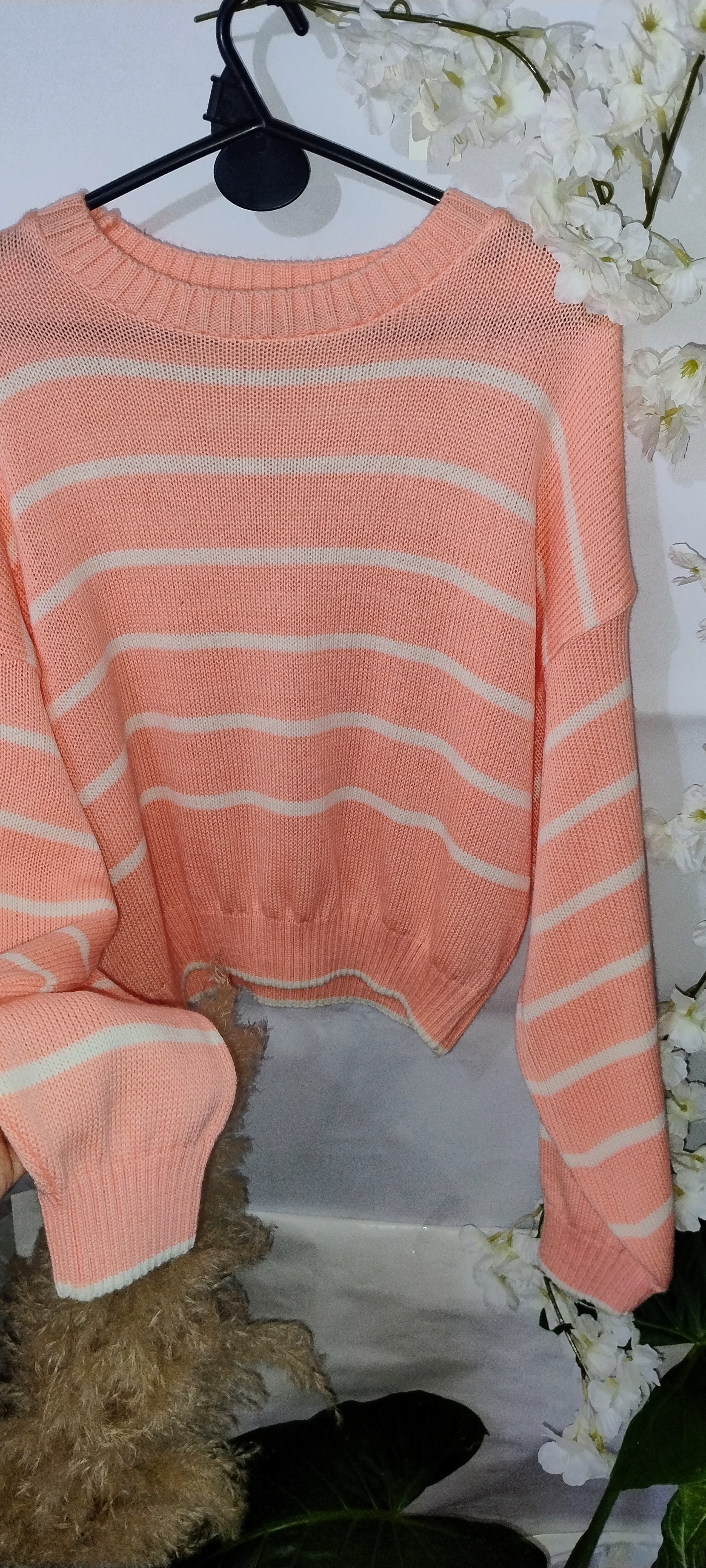 suéter talle único en gris rosa y negro